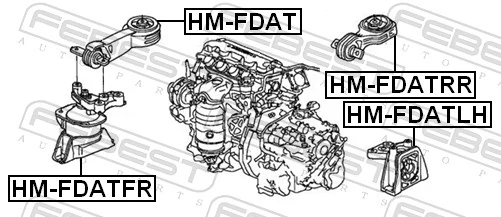 HMFDATFR Febest Soporte inferior derecho del motor