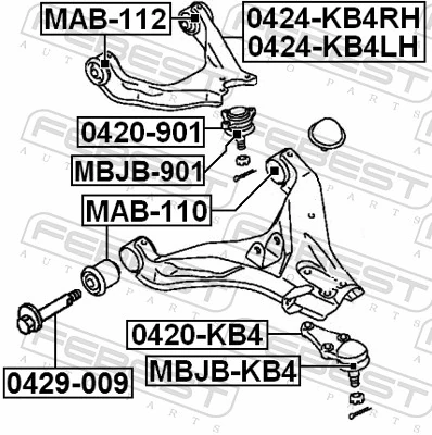 MAB110 Febest Silentblock de brazo de suspensión delantero inferior