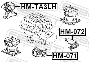 HM071 Febest Soporte delantero izquierdo del motor