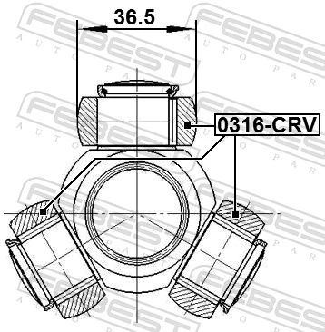 0316CRV Febest Junta homocinética interior trípode