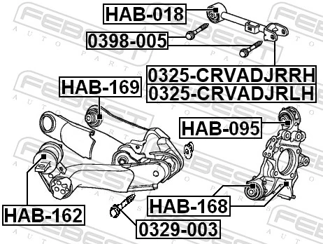0325CRVADJRRH Febest Brazo superior derecho de la suspensión trasera