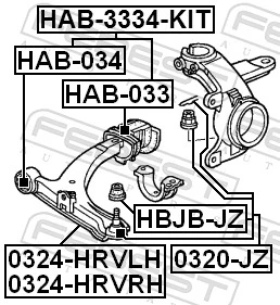 HAB033 Febest Silentblock de brazo de suspensión delantero inferior