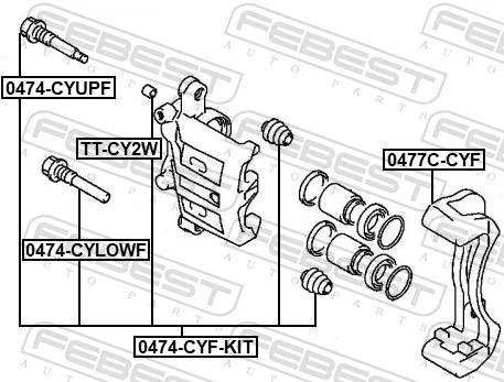 0477CCYF Febest Soporte, pinza de freno delantera