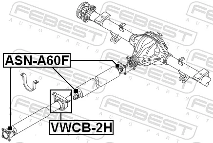 VWCB2H Febest Rodamiento central del eje de transmisión