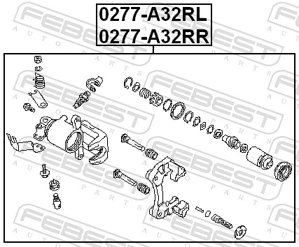 0277A32RR Febest Pinza de freno trasera derecha