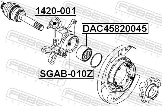DAC45820045 Febest Rodamiento de rueda trasera