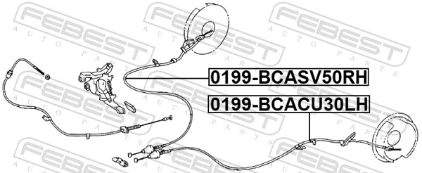 0199BCACU30RH Febest Cable de freno de mano trasero derecho