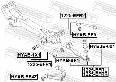 HYABEF4Z Febest Silentblock del brazo superior de suspensión trasera
