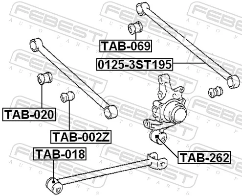 TAB069 Febest Silentblock de brazo transversal de suspensión trasera