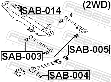 SAB005 Febest Buje trasero del brazo longitudinal trasero