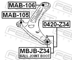 MAB106 Febest Silentblock de brazo de suspensión delantero inferior