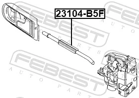 23104B5F Febest Cable de apertura de cerradura de puerta delantera izquierda