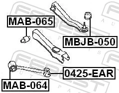 MAB064 Febest Buje delantero del brazo longitudinal trasero