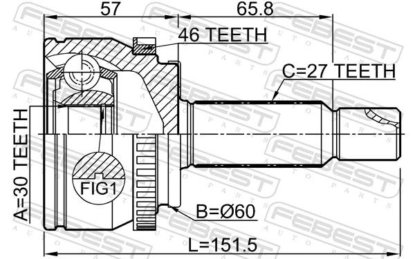 1210SD11A46 Febest Junta homocinética