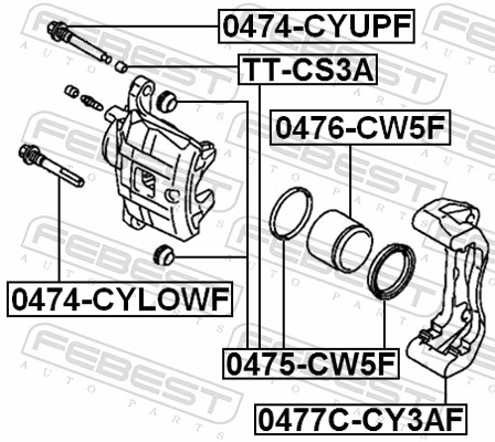 0477CCY3AF Febest Soporte, pinza de freno delantera