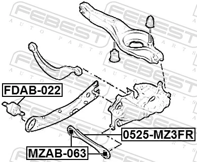 FDAB022 Febest Buje delantero del brazo longitudinal trasero