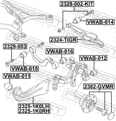 VWAB014 Febest Buje del brazo inferior trasero
