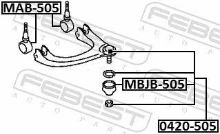 Rótula de suspensión superior para Mitsubishi Eclipse I D22A, D27A