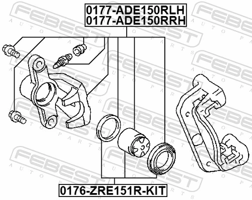 0177ADE150RRH Febest Pinza de freno trasera derecha