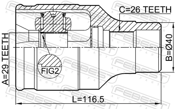0711SX4FRH Febest Junta homocinética interna delantera derecha