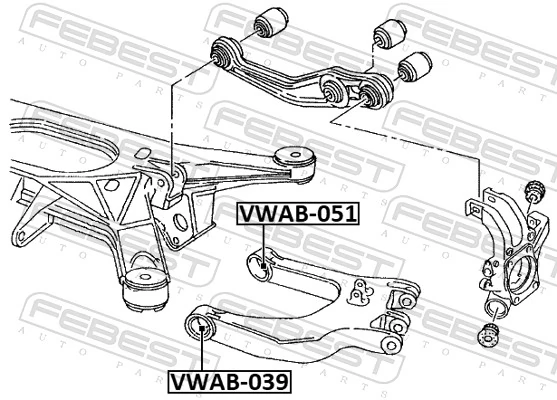 VWAB051 Febest Buje del brazo inferior trasero