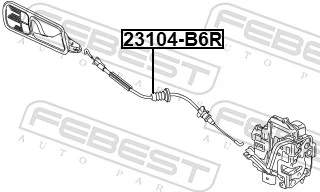 23104B6R Febest Cable de apertura de cerradura de puerta delantera