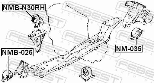 NMBN30RH Febest Soporte derecho de motor con silentblock