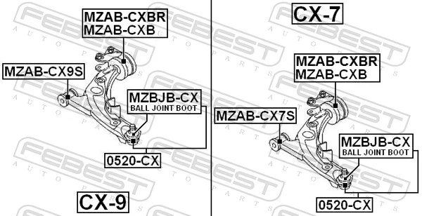 MZABCXBR Febest Silentblock de brazo de suspensión delantero inferior