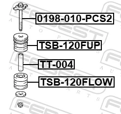 0198010PCS2 Febest Perno de soporte de carrocería