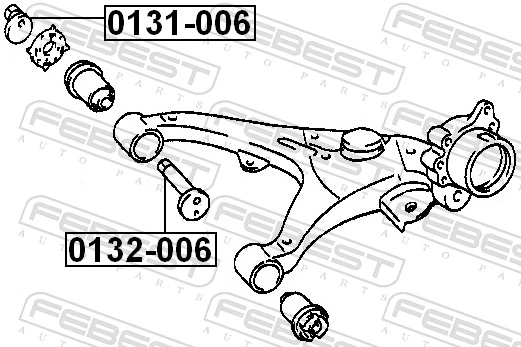 0132006 Febest Perno de fijación del brazo inferior trasero