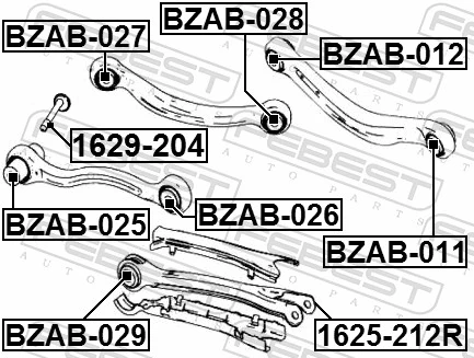 BZAB029 Febest Buje delantero del brazo longitudinal trasero