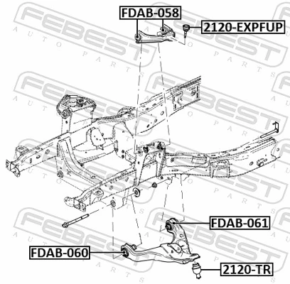 FDAB058 Febest Buje del brazo de suspensión delantero superior