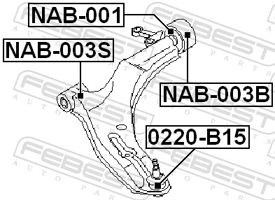 NAB003S Febest Silentblock de brazo de suspensión delantero inferior
