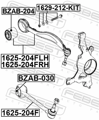 BZAB204 Febest Buje del brazo de suspensión delantero superior