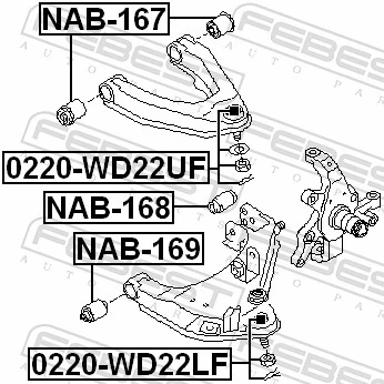 NAB169 Febest Silentblock de brazo de suspensión delantero inferior
