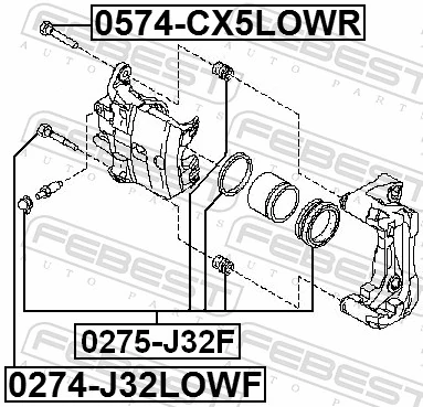0274J32LOWF Febest Guía de la pinza de freno delantera