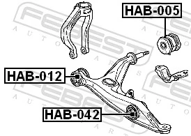HAB042 Febest Silentblock de brazo de suspensión delantero inferior