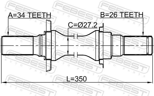 1012V200ATRH Febest Árbol de transmisión intermedio