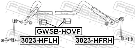 GWSBHOVF Febest Buje de barra estabilizadora delantera