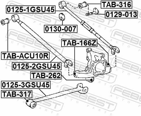01252GSU45 Febest Barra transversal, suspensión de ruedas, eje trasero