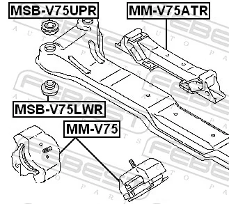 MMV75 Febest Almohada del Motor Izquierda / Derecha