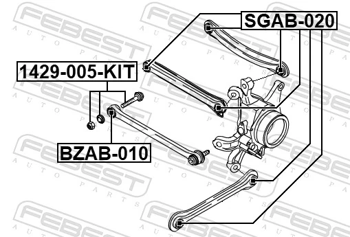 SGAB020 Febest Buje del brazo longitudinal trasero