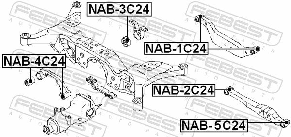 NAB2C24 Febest Buje del brazo inferior trasero