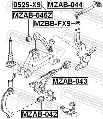 0525X9 Febest Brazo superior izquierdo/derecho de suspensión delantera