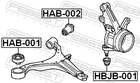 HAB001 Febest Silentblock de brazo de suspensión delantero inferior