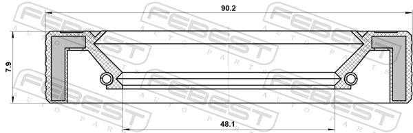 95LAY50900808R Febest Retén de salida trasero de la caja de transferencia