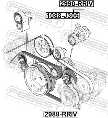 2990RRIV Febest Tensor de correa de alternador