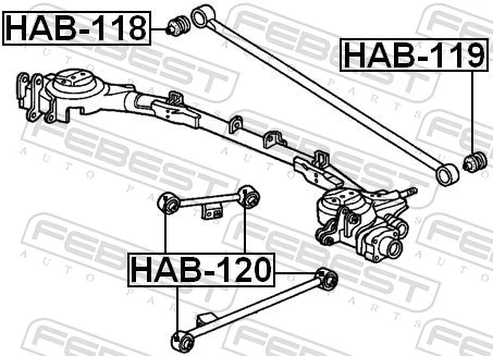 HAB118 Febest Silentblock de brazo transversal de suspensión trasera