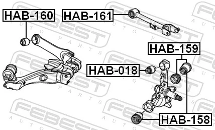 HAB161 Febest Silentblock del brazo superior de suspensión trasera