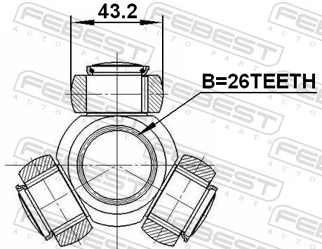 2716S80T Febest Junta homocinética interior trípode